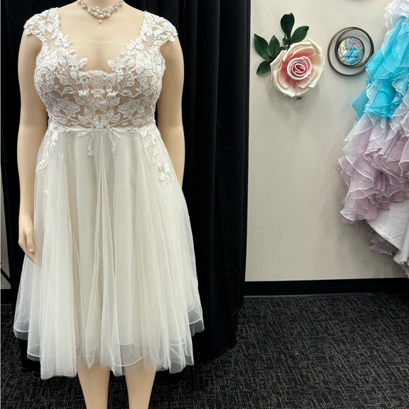 David’s  Bridal Size 20 W.  Beautiful tea-length gown - Picture 2 of 15